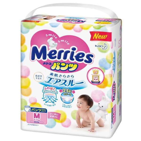 Tã dán Merries NewBorn size 90M / M64 / L54 Siêu thấm