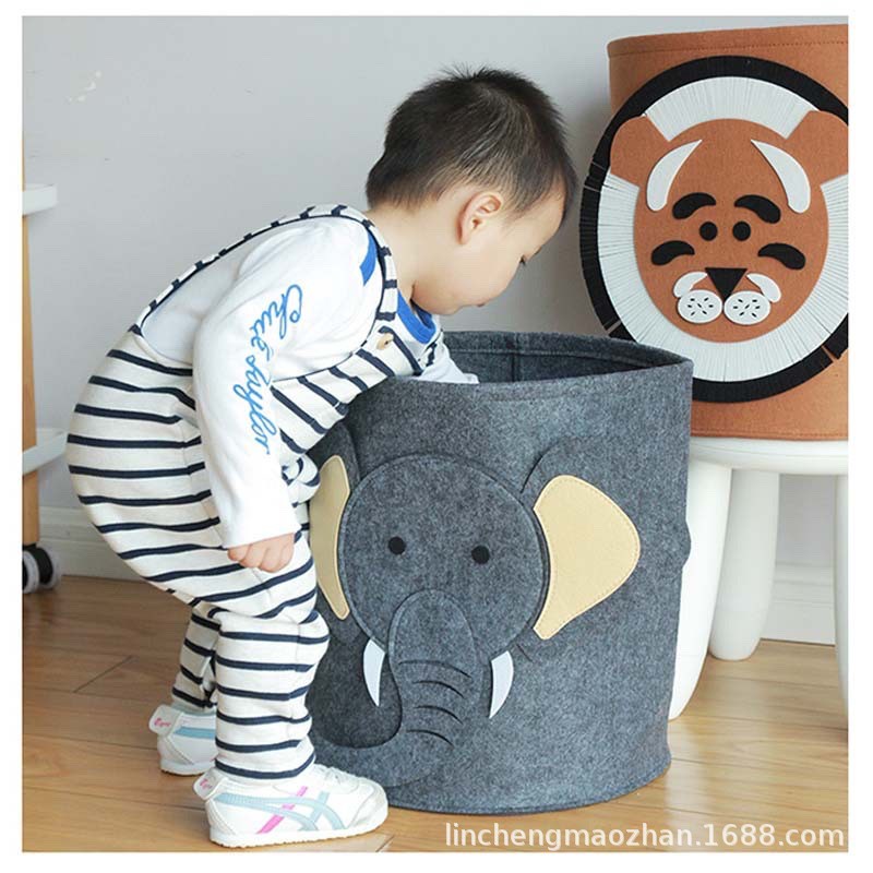 Thùng đựng đồ chơi, gấu bông cho bé chất liệu vải không dệt hình động vật dễ thương
