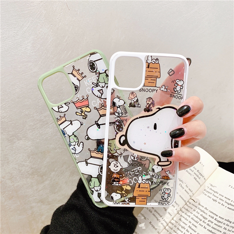 Ốp lưng iphone viền Snoopy kim tuyến 5/5s/6/6plus/6s/6splus/7/7plus/8/8plus/x/xr/xs/11/12/pro/max/plus/promax-Awifi S2-4