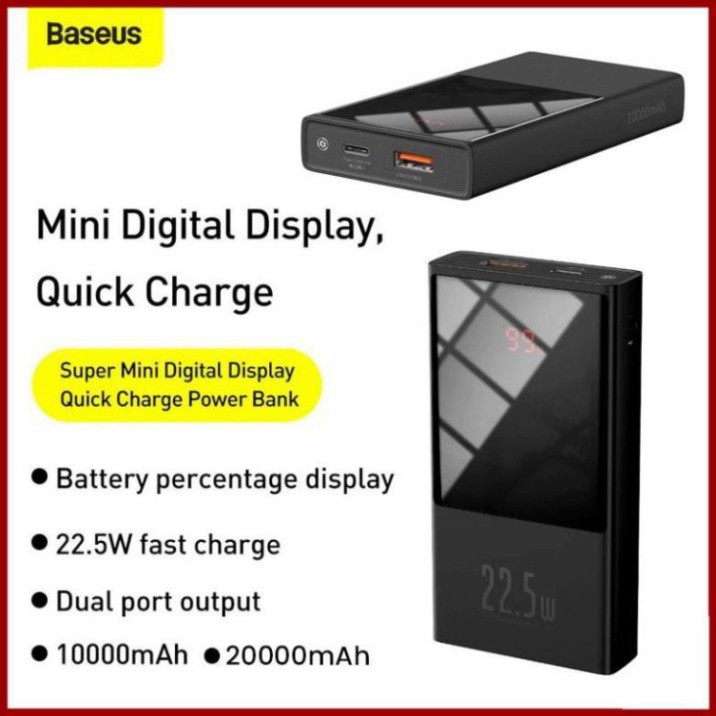 [CHÍNH HÃNG] Pin Sạc Dự Phòng Baseus 22.5W Power Bank 20000mah USB C PD Có Đèn LED Màn Hình Hiển Thị Thông Số, Sạc Nhanh