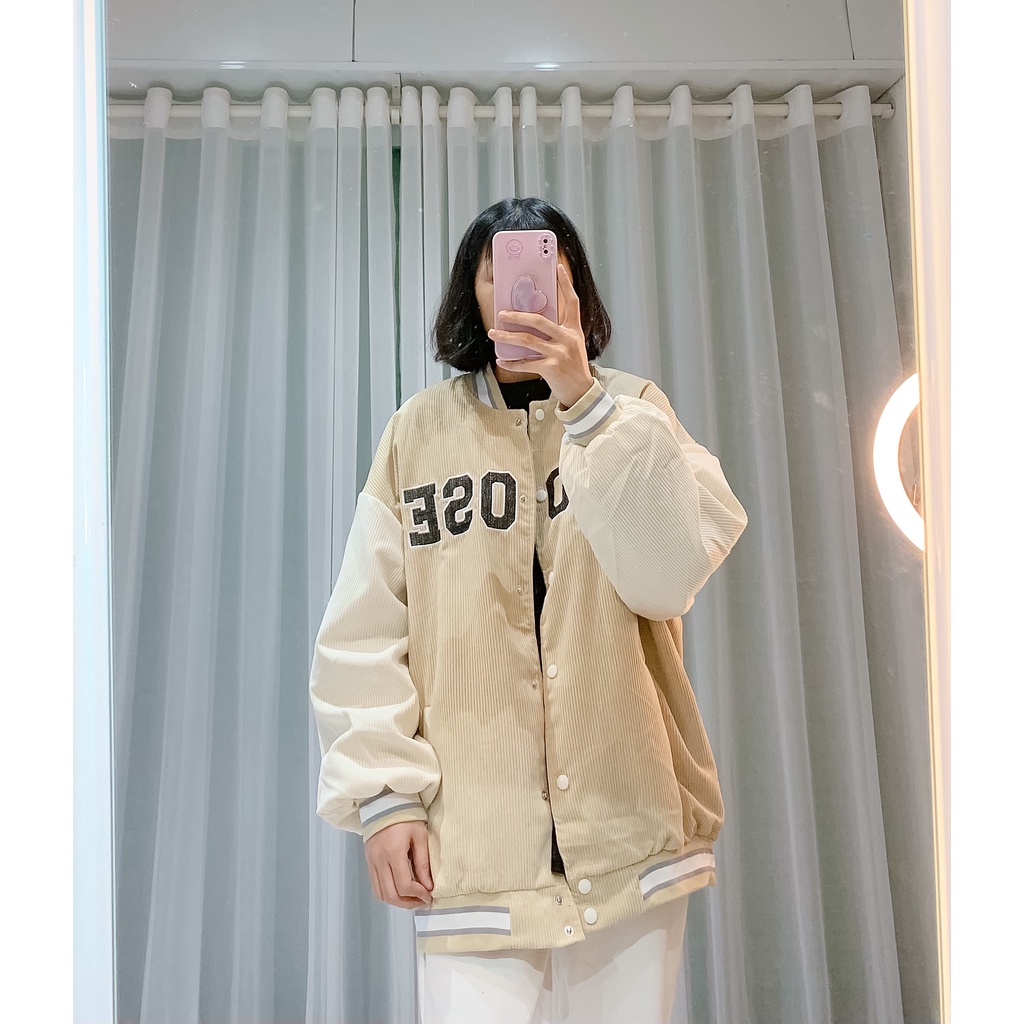 Áo Bomber choose, Áo khoác bomber bóng chày dày dặn cho nữ Lizhouse