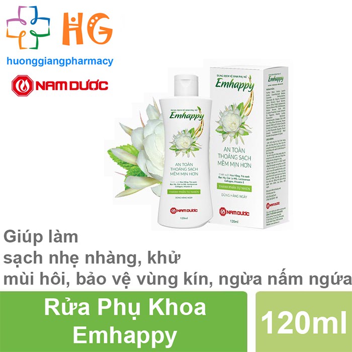 Rửa phụ khoa Emhappy - Giúp làm sạch nhẹ nhàng, khử mùi hôi, bảo vệ vùng kín, ngừa nấm ngứa (Chai 120ml)