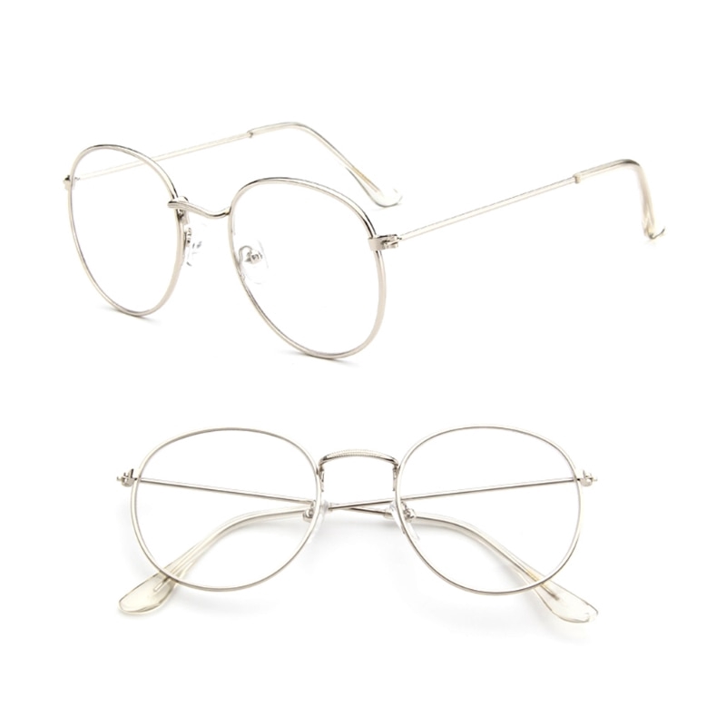 Vintage Men Women Eyeglass Metal Frame Glasses Round Spectacles Clear Lens Optical