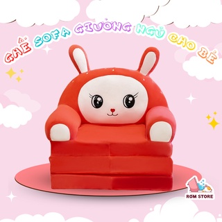 Ghế sofa cho bé, có thể làm giường ngủ mini, 3 tầng gấp gọn, nệm bông cao cấp, mẫu thỏ dễ thương Rơm Store