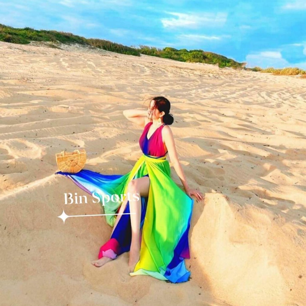 Đầm Maxi Ombre Màu Loang Nhiều Mẫu Đi Biển Du Lịch Chụp Ảnh Sống Ảo Cực Sang Bin Sports MA001