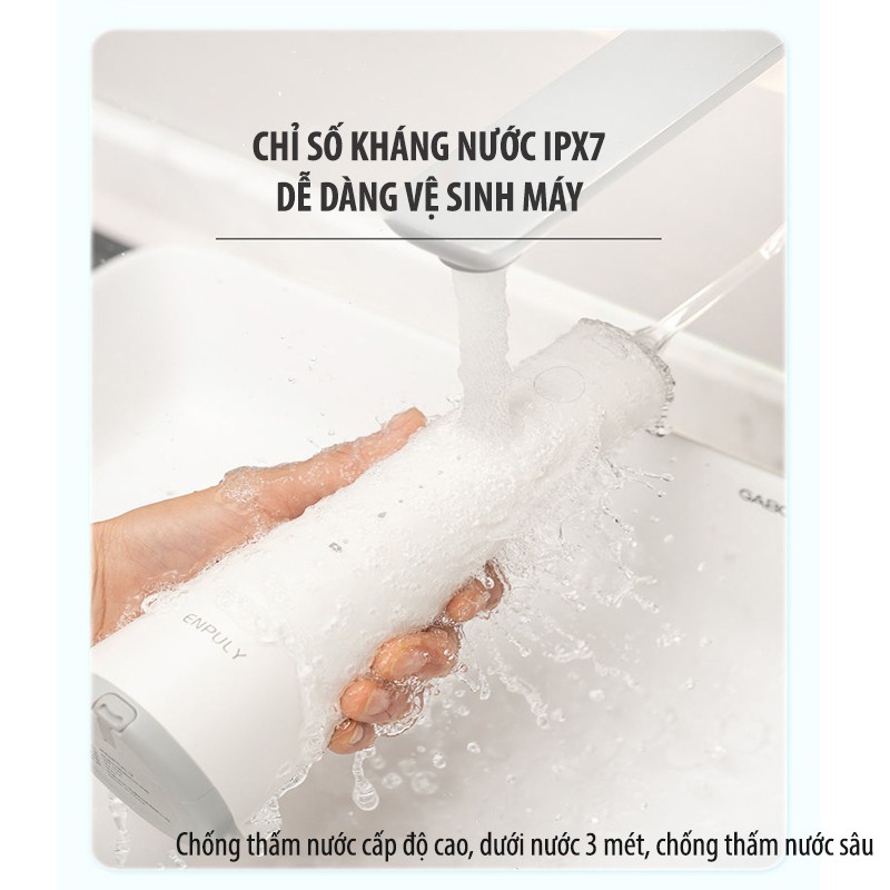 Máy Tăm Nước Enpuly ML8 mini pin 30 ngày, Dung tích lớn 250ML, chống nước IPX7, áp suất nước 140PSI, 2 vòi VT168