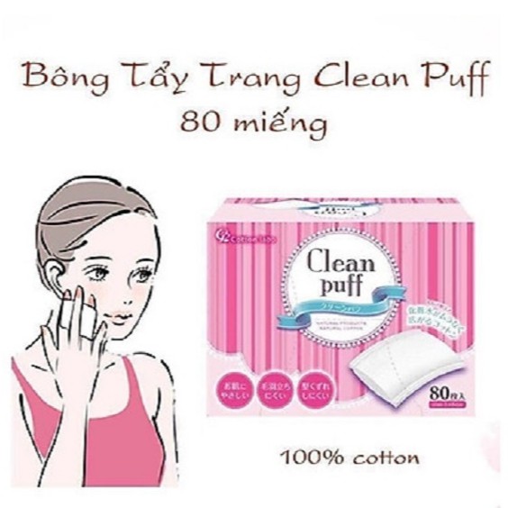 Bông tẩy trang cao cấp Cotton Labo Clean Puff Nhật Bản (80 miếng/hộp)