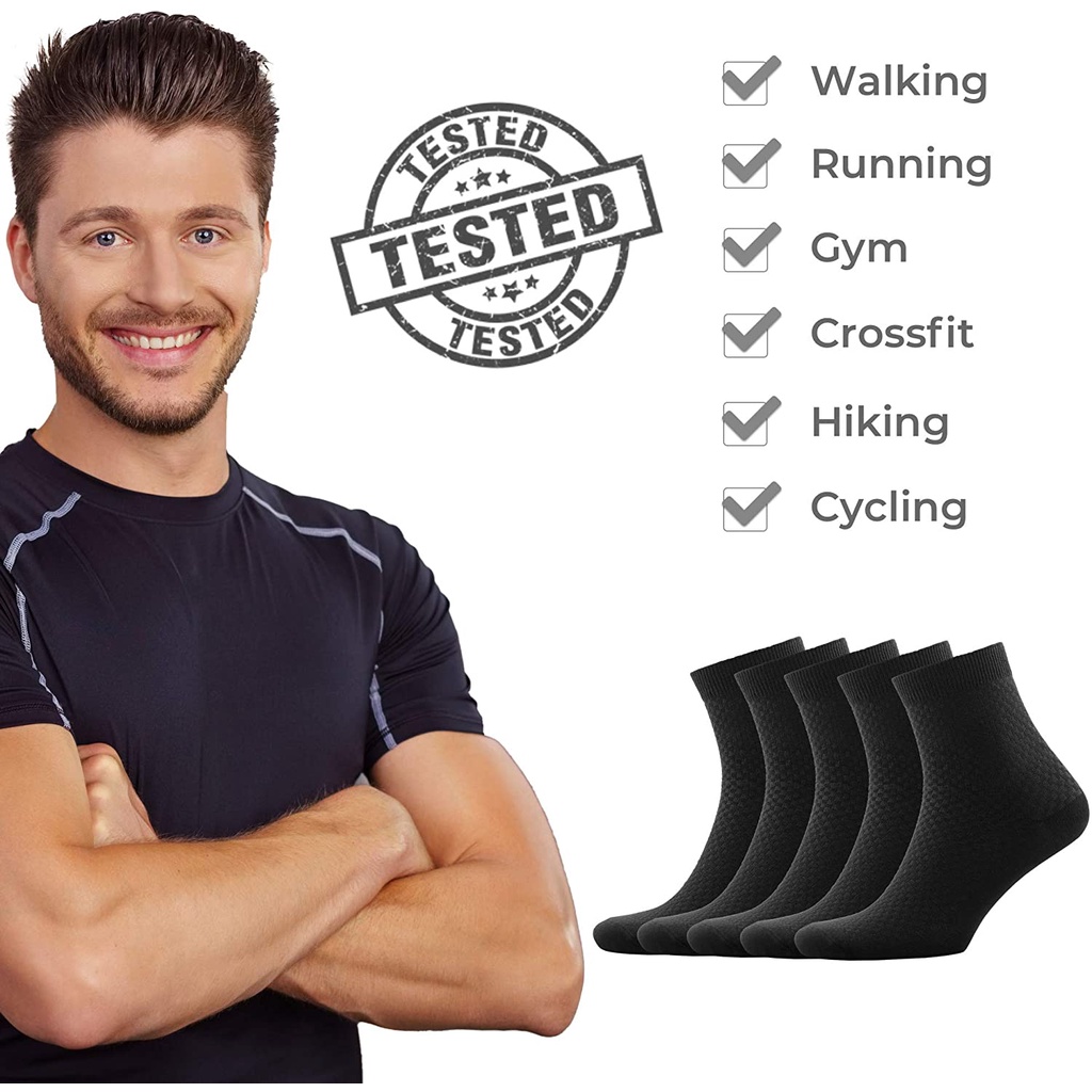 Set 5 Đôi Vớ Dài Bằng Sợi Tre Thoáng Khí Chống Vi Khuẩn Có Kích Thước 38-44 Cho Nam