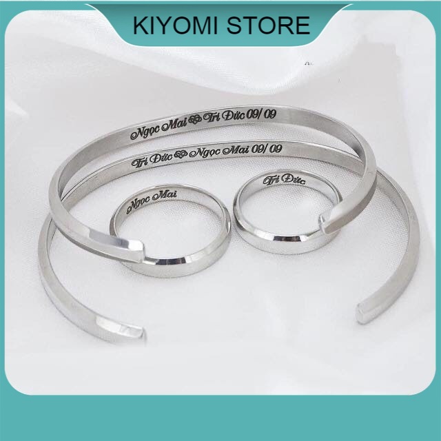 Vòng Tay Khắc Tên Theo Yêu Cầu Thép Không Rỉ Free size Full Box BH 1 năm KIYOMI STORE
