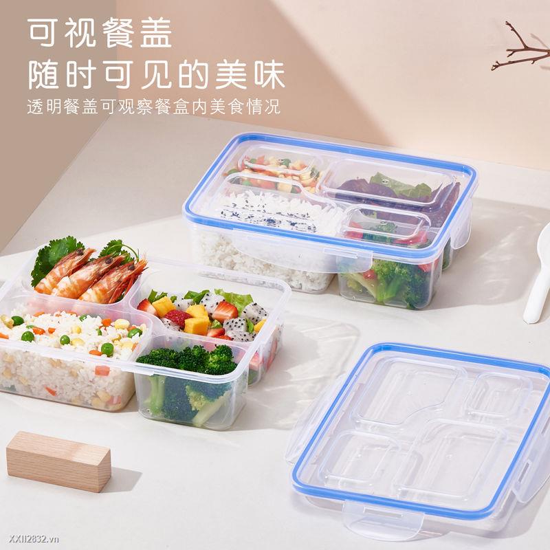 Hộp Đựng Cơm Trưa Bằng Nhựa Hình Chữ Nhật Chia Ngăn Giữ Tươi Có Thể Sử Dụng Cho Lò Vi Sóng