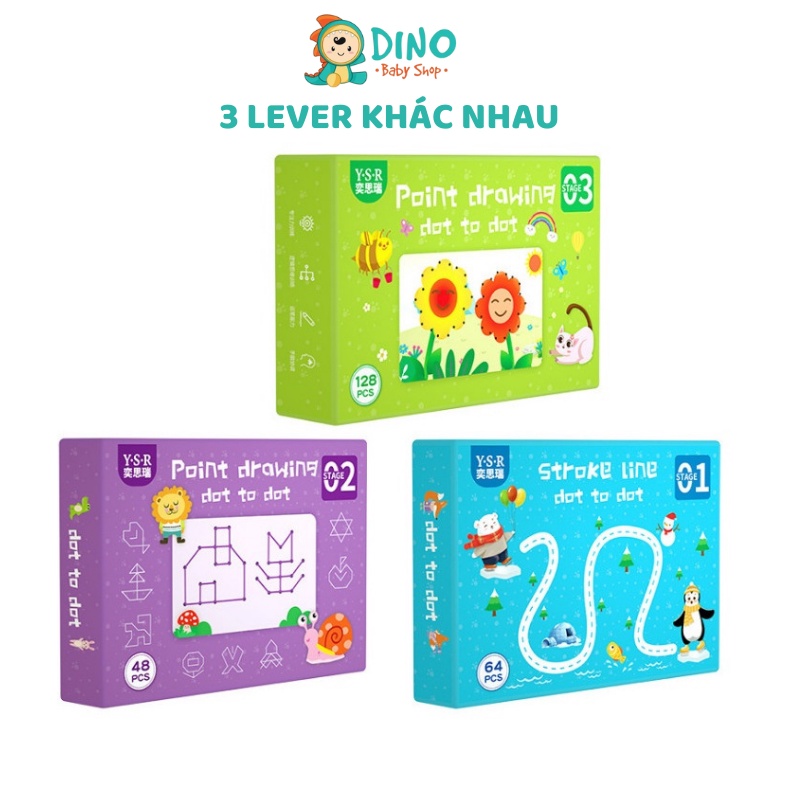 Bộ tô vẽ thông minh xóa được, Đồ chơi giáo dục Montessori rèn luyện tính kiên trì, khéo léo cho bé Dino