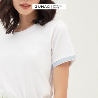 Áo thun nữ cổ tròn phối tay GUMAC thiết kế basic, AMB304