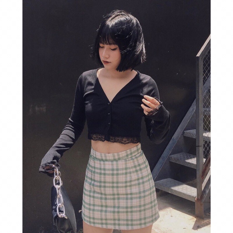 [SIÊU HOT] Áo Croptop Thun Tăm Phối Ren Nữ - Crt Tay Dài Cổ V Bánh Bèo Tiểu Thư Phông Trắng Ulzzang Sexy HOT | BigBuy360 - bigbuy360.vn