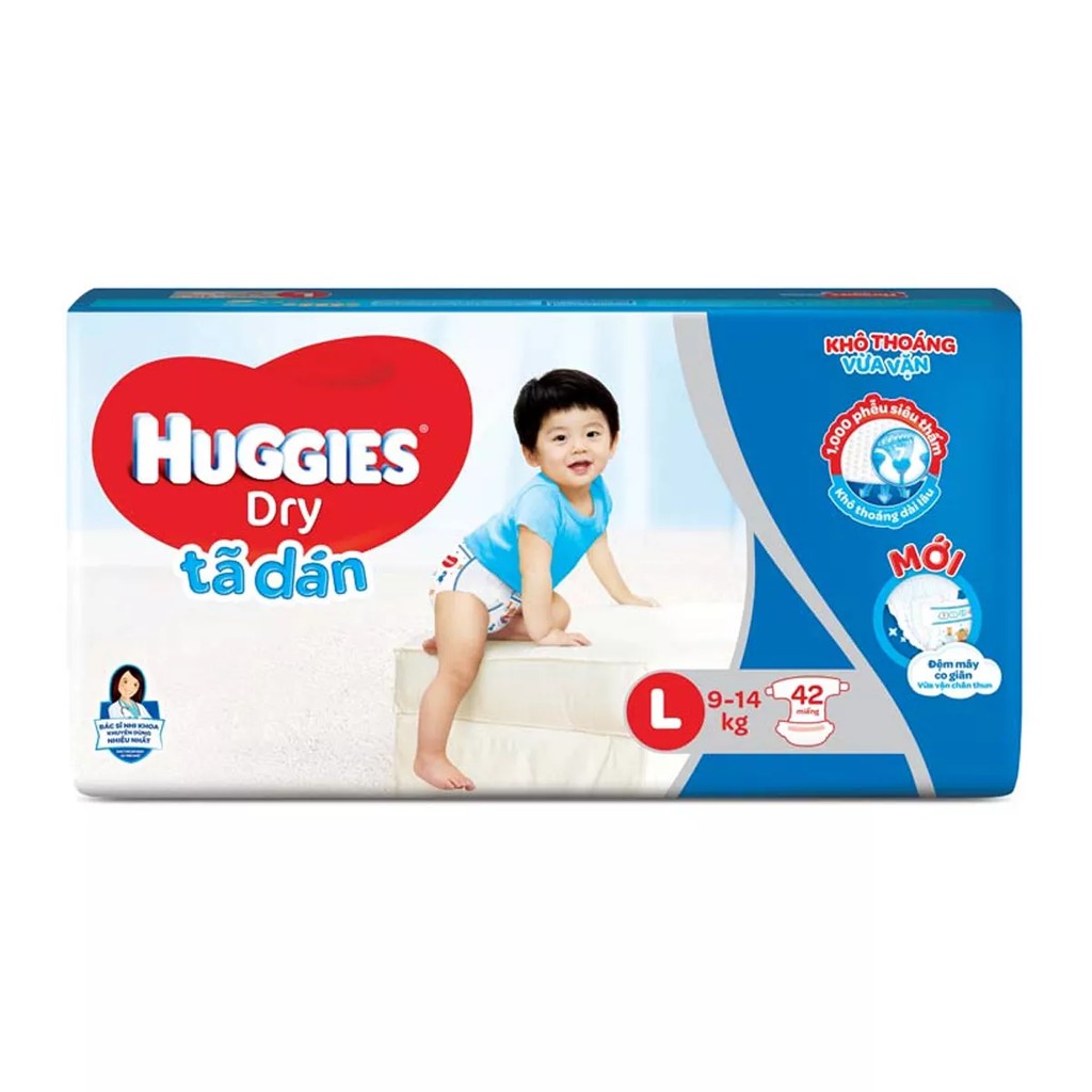 Tã dán HUGGIES DRY M48/L42/XL38/XXL34 - HSD luôn mới