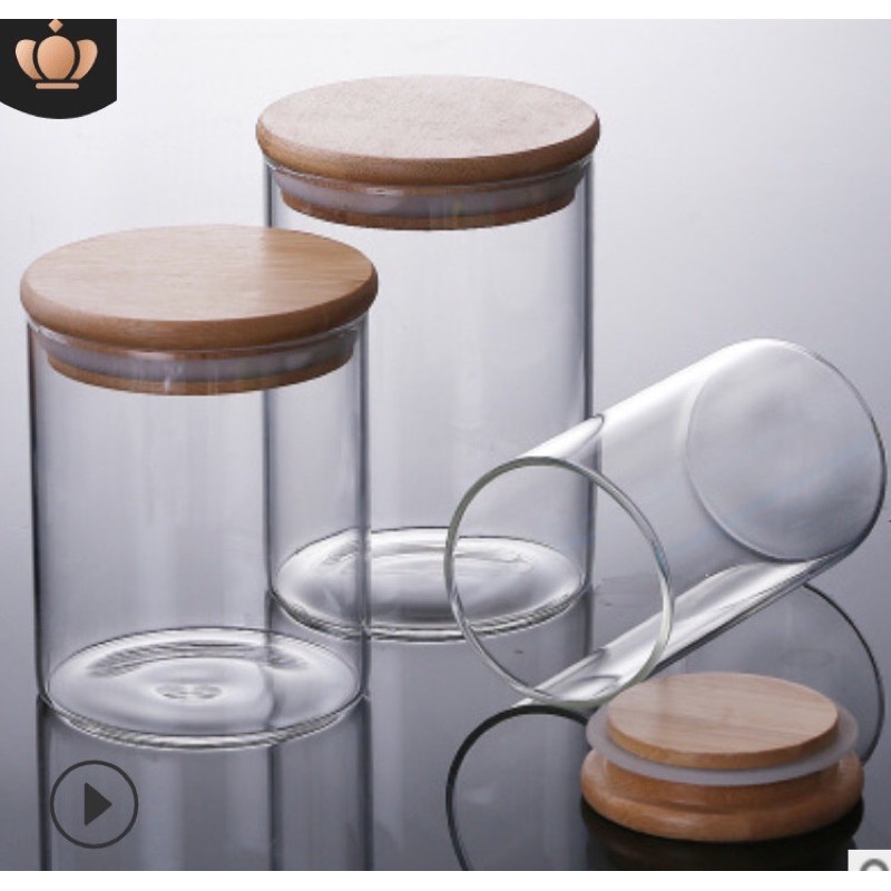 Lọ thuỷ tinh nắp tre | BigBuy360 - bigbuy360.vn