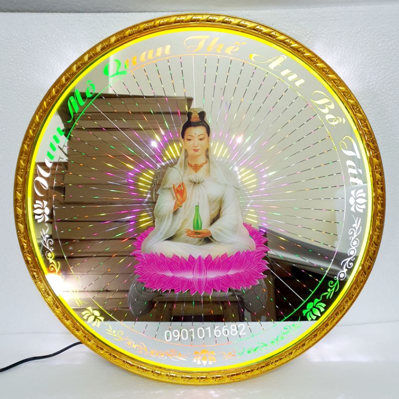 Ảnh Phật có hào quang (đường kính 50 và 60cm) dùng bóng led siêu sáng, siêu bền, tiết kiệm điện.
