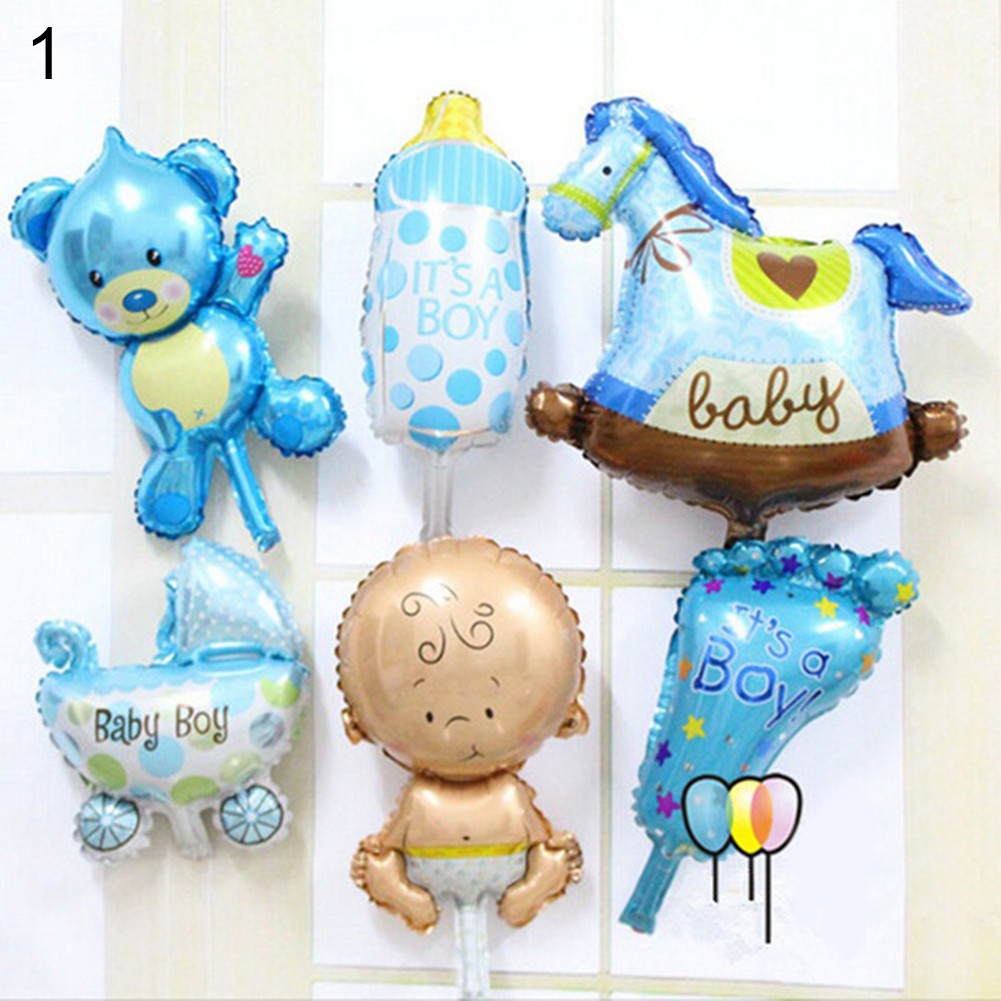 Bộ 6 bong bóng lá nhôm họa tiết em bé thiên thần dành cho trang trí tiệc sinh nhật bé trai và bé gái