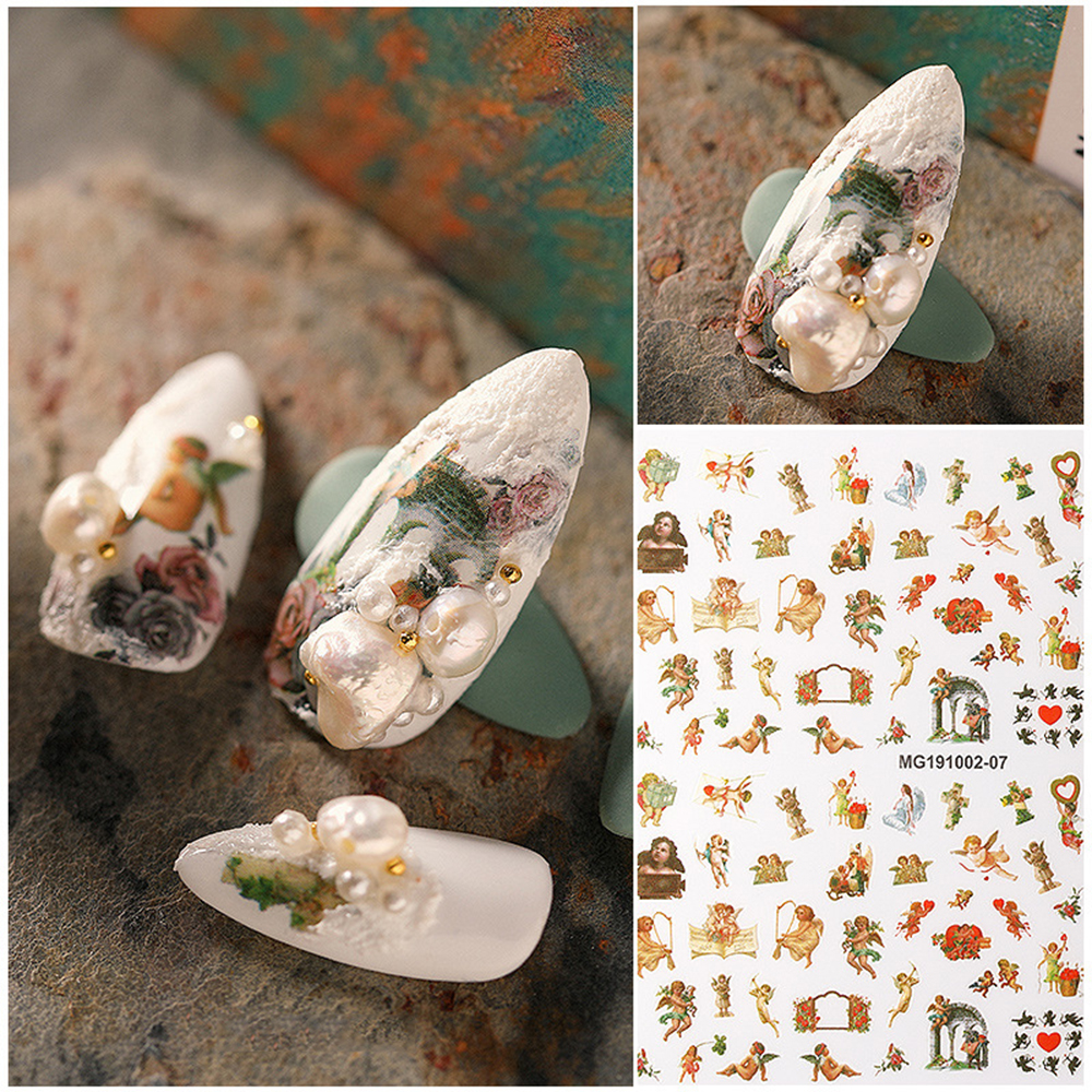 (Hàng Mới Về) Miếng Dán Trang Trí Móng Tay 3D Tự Làm Phong Cách Vintage