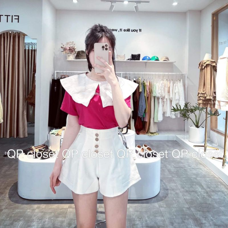 Áo miumiu cổ tim xếp ly