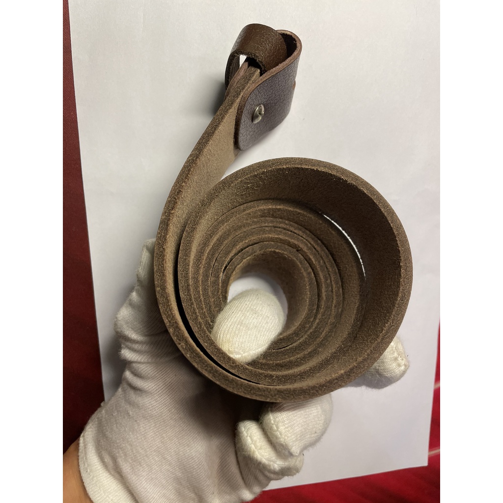 Dây thắt lưng nam da bò nguyên miếng không đục lỗ, không kèm đầu khóa