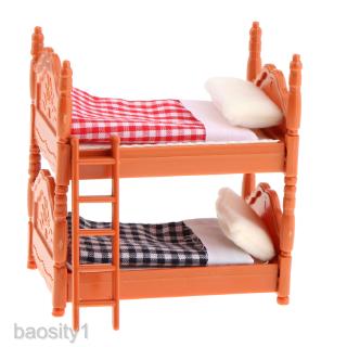 1/12 Scale Dollhouse Miniature Kids Room Furniture Double Bunk Bed Model Set