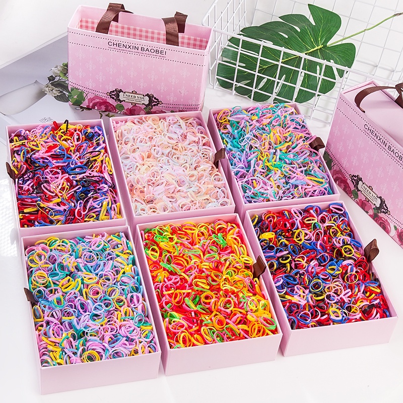 Set 1000/100/40 dây cột tóc nhiều màu sắc phong cách Hàn Quốc cho bé gái