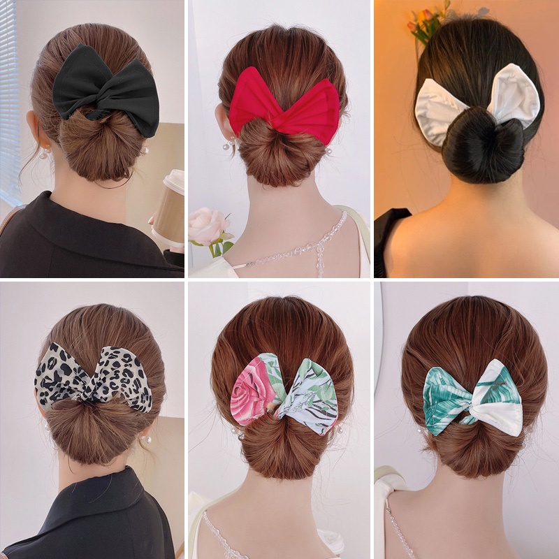 Kẹp tóc hình nơ in họa tiết thời trang Hàn Quốc