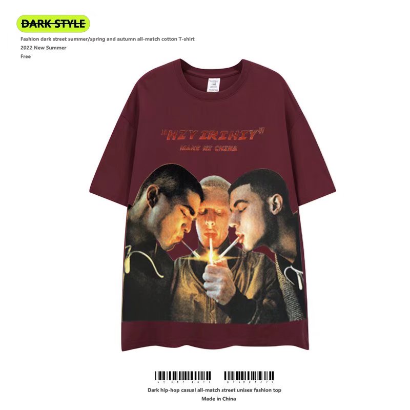 Áo Thun Unisex Cổ Tròn Tay Ngắn Dáng Rộng Phong Cách Thời Trang Mỹ Mới Size M-8XL