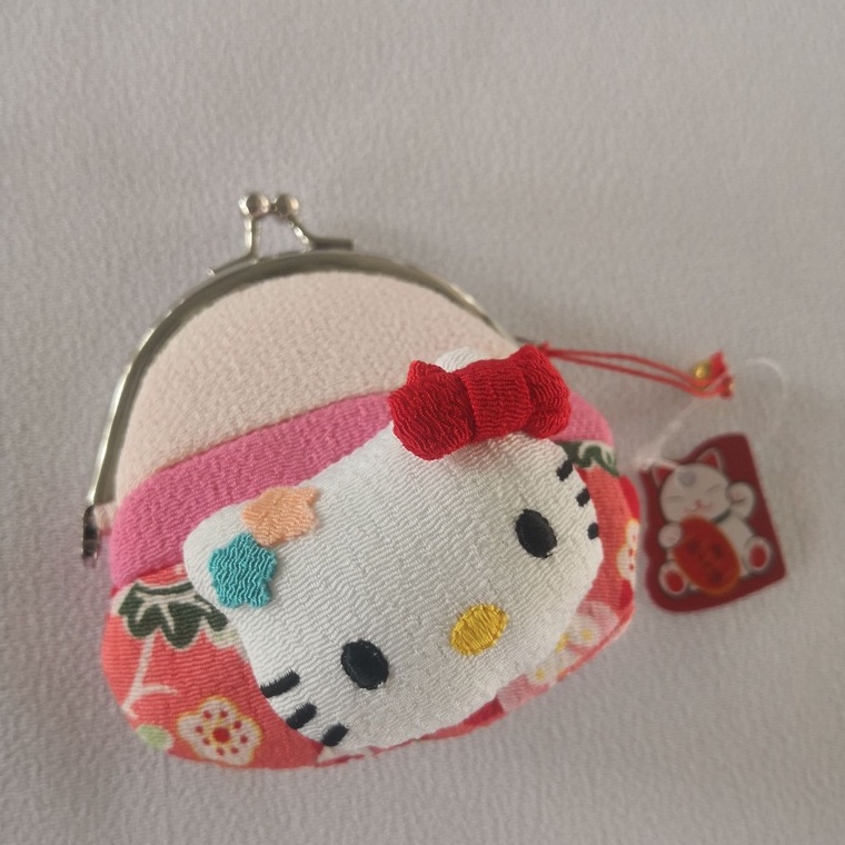 Hàng xuất Nhật - Ví Mèo Hello Kitty Nhật Bản đựng xu bỏ túi, Bóp Hello Kitty mini phong cách truyền thống Nhật, Bóp xu