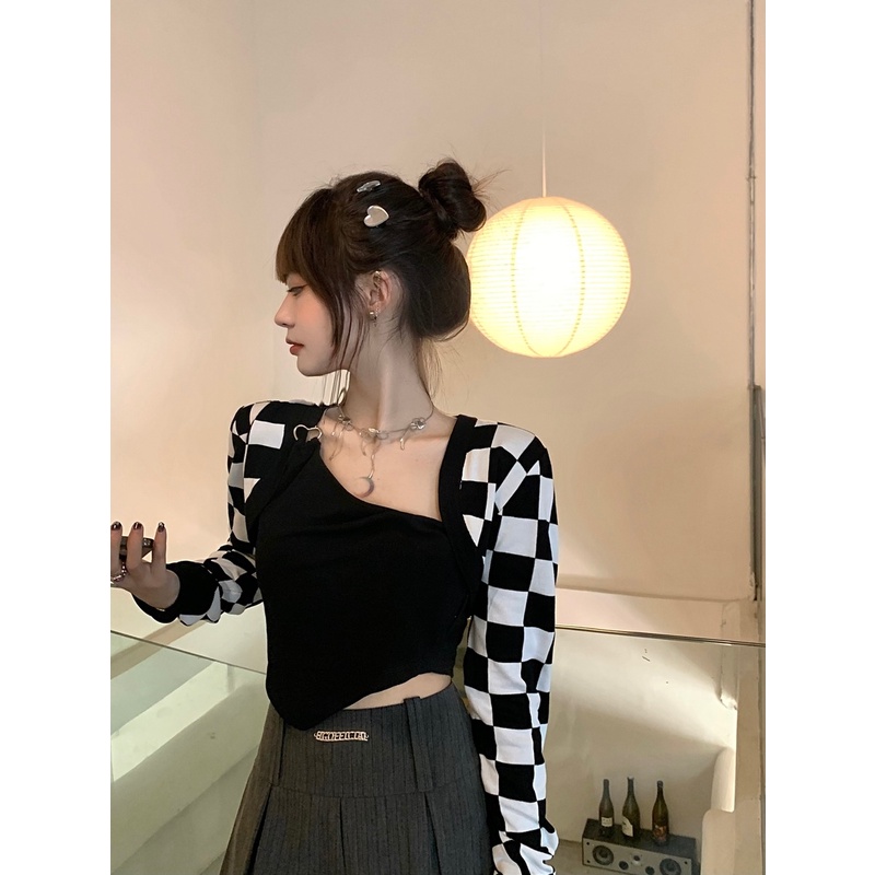 DUNEA Áo Cardigan Dệt Kim Tay Dài Họa Tiết Kẻ Sọc Phong Cách Retro Hàn Quốc Cho Nữ