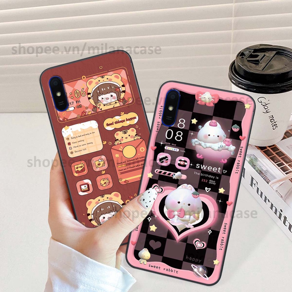Ốp Xiaomi Redmi 7A / 8A / 9A hình đồng hồ icon gấu mèo cute cực dễ thương ngộ nghĩnh