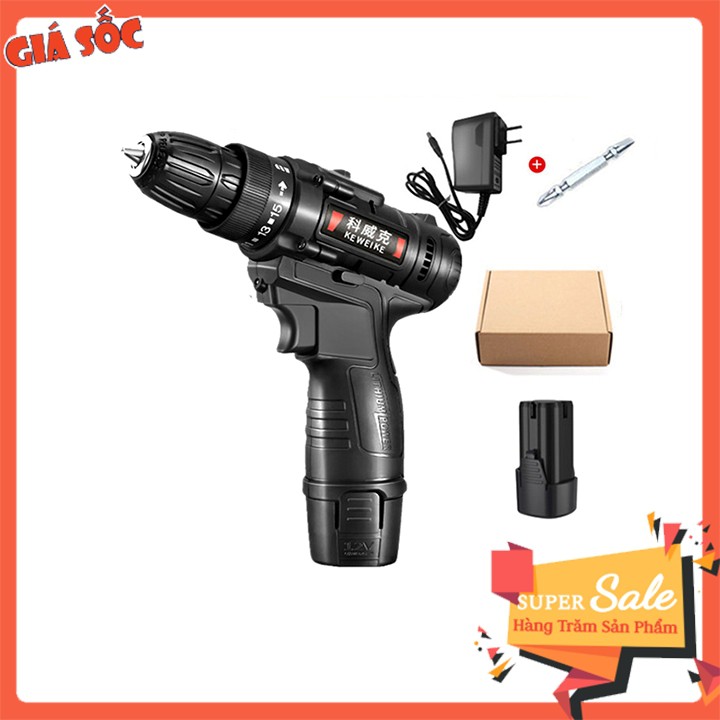 Máy khoan, bắt vít dùng pin KEWEIWE 12V - 2 tốc độ