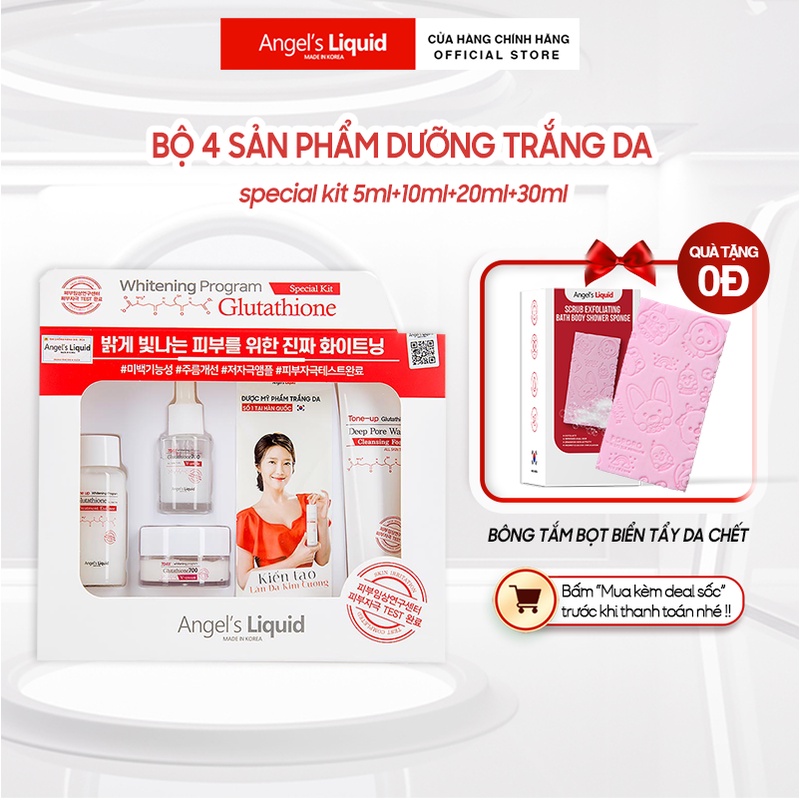 Bộ 4 sản phẩm Angel Liquid Whitening Program Glutathione Special Kit Dưỡng Trắng Da