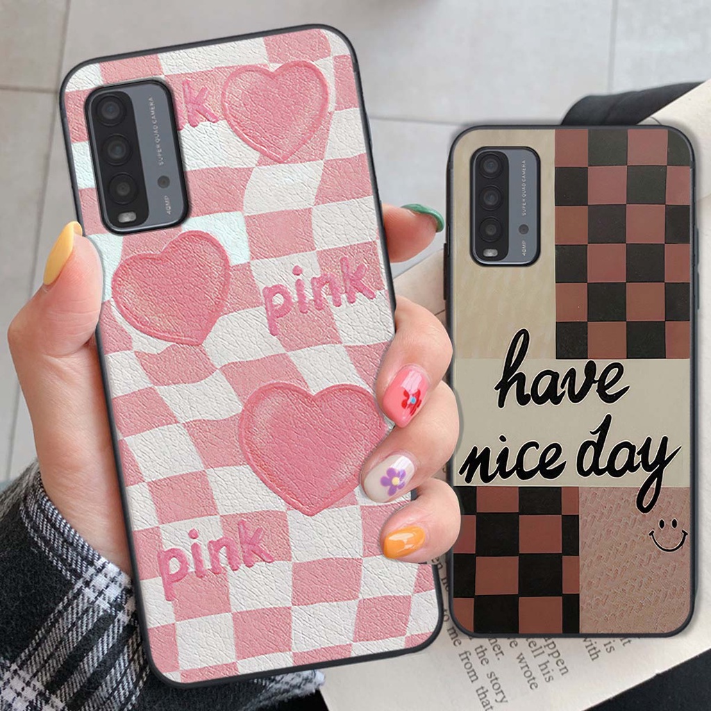Ốp Xiaomi Redmi 9T caro trái tim cá tính, thời trang siêu đẹp, siêu phong cách