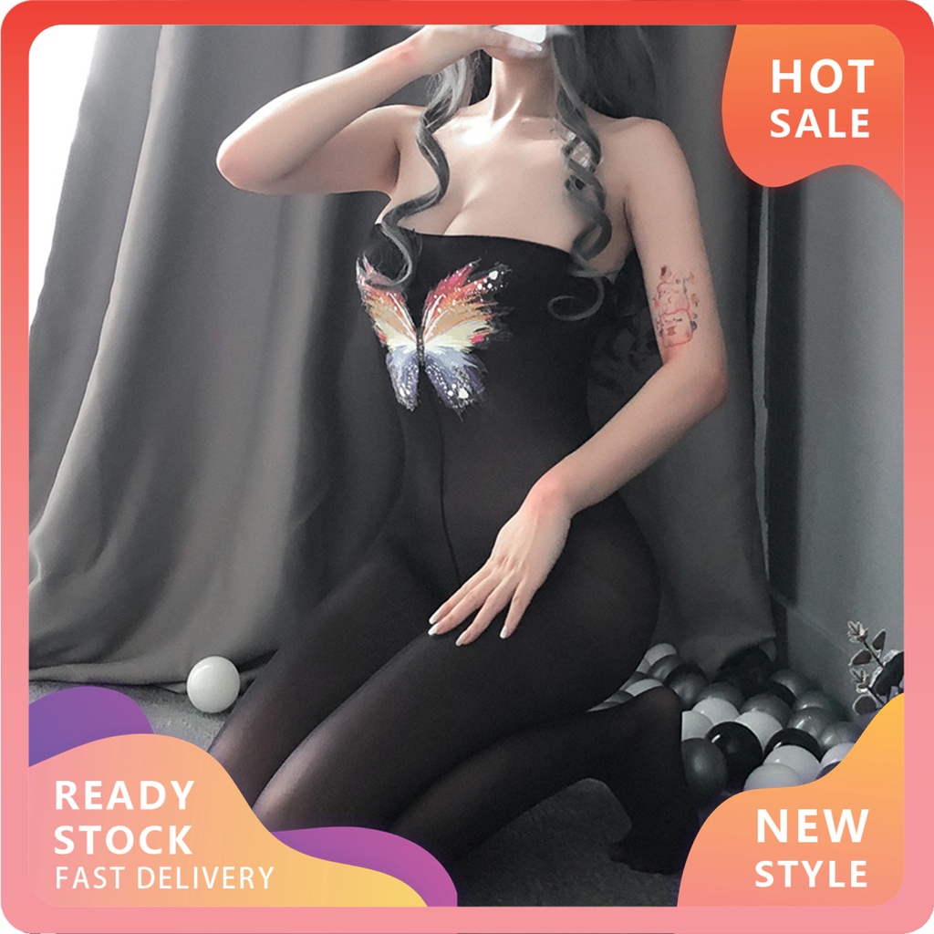 Bộ Đồ Ngủ Liền Thân Họa Tiết Bướm Gợi Cảm Cho Nữ