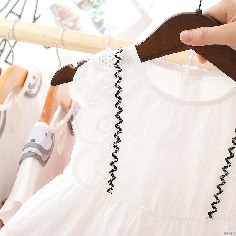 Đầm công chúa ngắn tay phối lưới xinh xắn cho bé gái