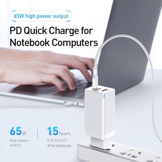 Củ Sạc Baseus GaN Mini Fast Charging Charger C+C+A 65W Charging Set (Kèm cáp sạc C to C 100W)