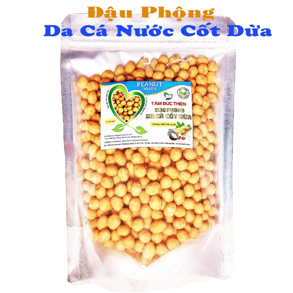 Combo 1KG: Đậu Phộng Da Cá Nước Cốt Dừa và Đậu Hà Lan Rang Muối Tâm Đức Thiện (2 x Túi 500GR) Đồ ăn vặt