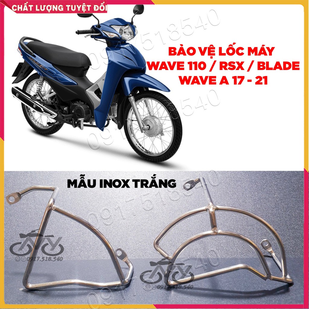 Bảo vệ lốc máy Wave 2007-2021, Wave 50cc inox, titan 7 màu