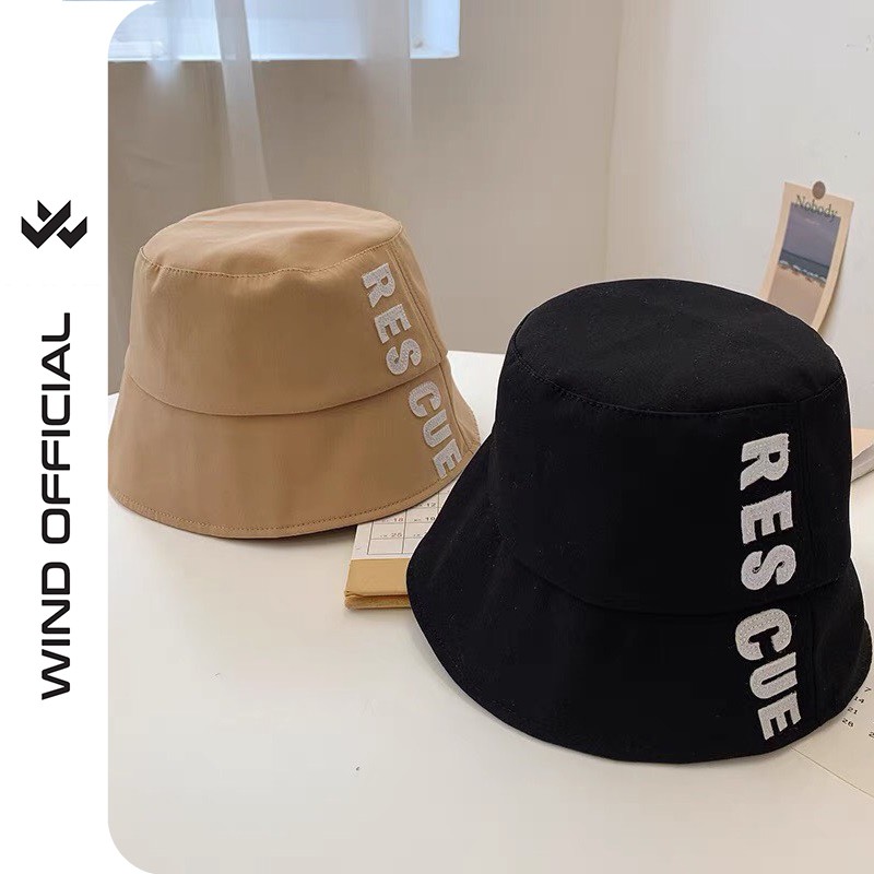 Nón bucket vành tròn WIND unisex thêu vành RESCUE mũ tai bèo nam nữ ulzzang