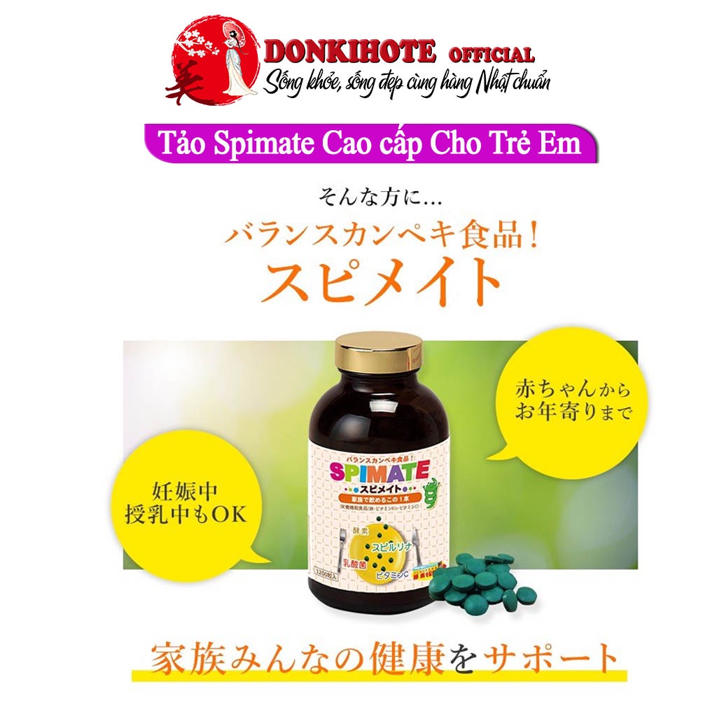 Tảo xoắn cho trẻ em, tảo xoắn nhật Spimate 1200 viên