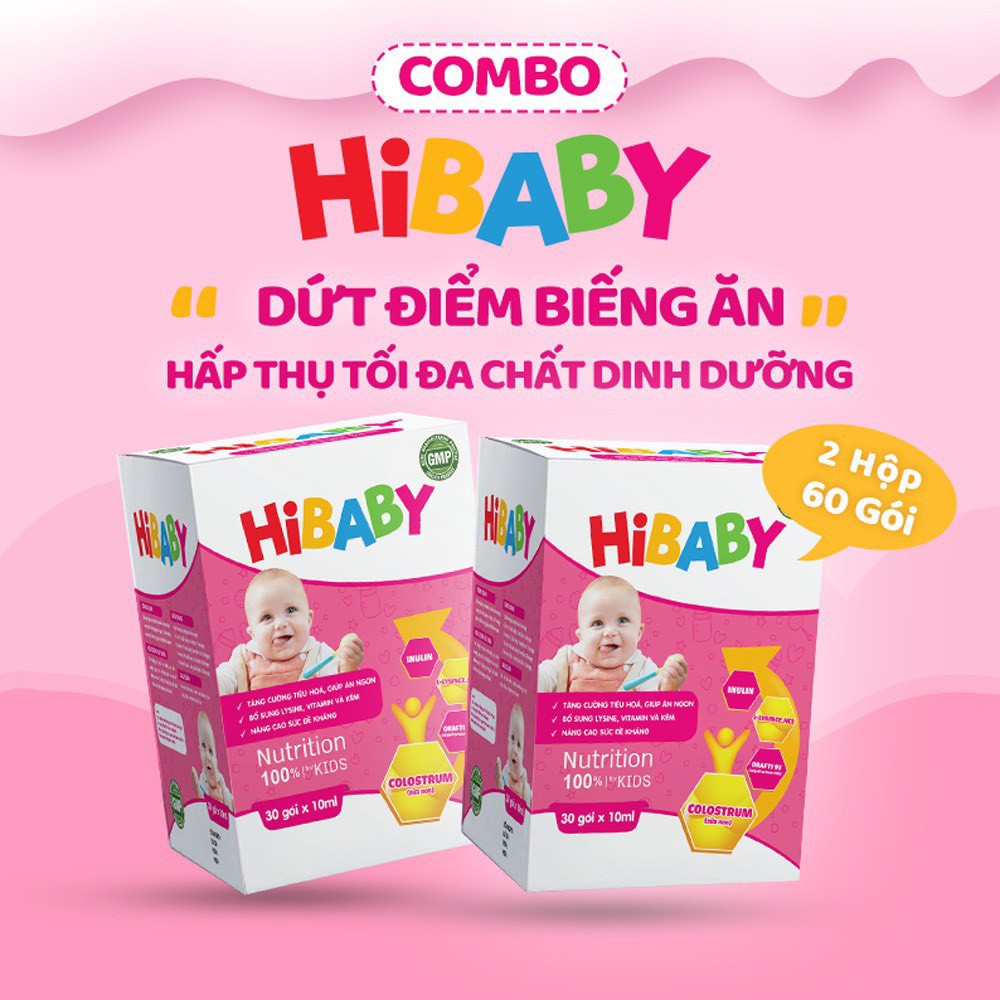 [Hết biếng ăn, hết táo bón] Siro Hibaby cho bé yêu, tăng sức đề kháng hổ trợ tăng trưởng bé khỏe mẹ yên tâm (30 gói)