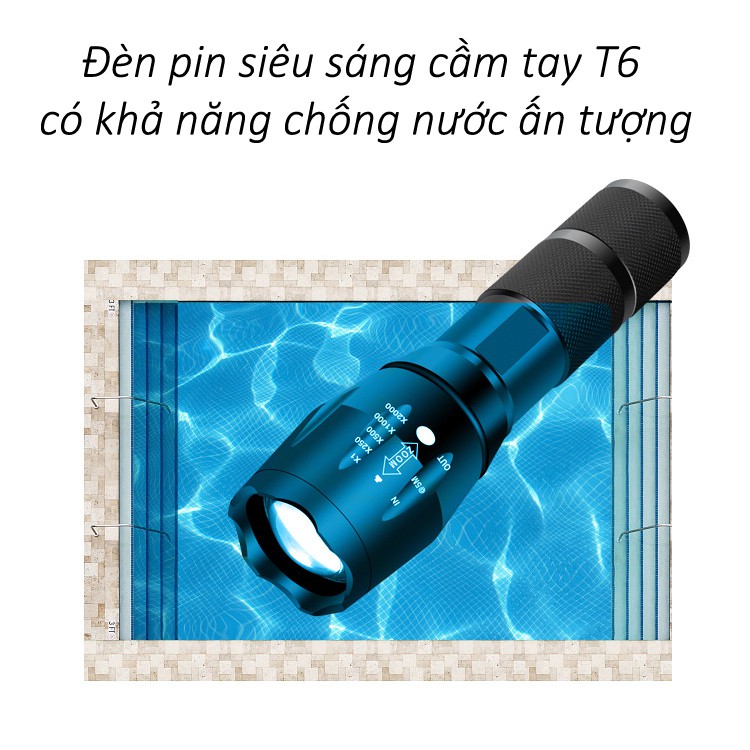 Bán Đèn Pin XML-T6 Siêu Sáng  Hàng Chuẩn Giá Rẻ Tại Kho Tiết Kiệm Điện,Thiết Kế Nhỏ Gọn Tiện Lợi, Bảo Hành Uy Tín 6 Thán