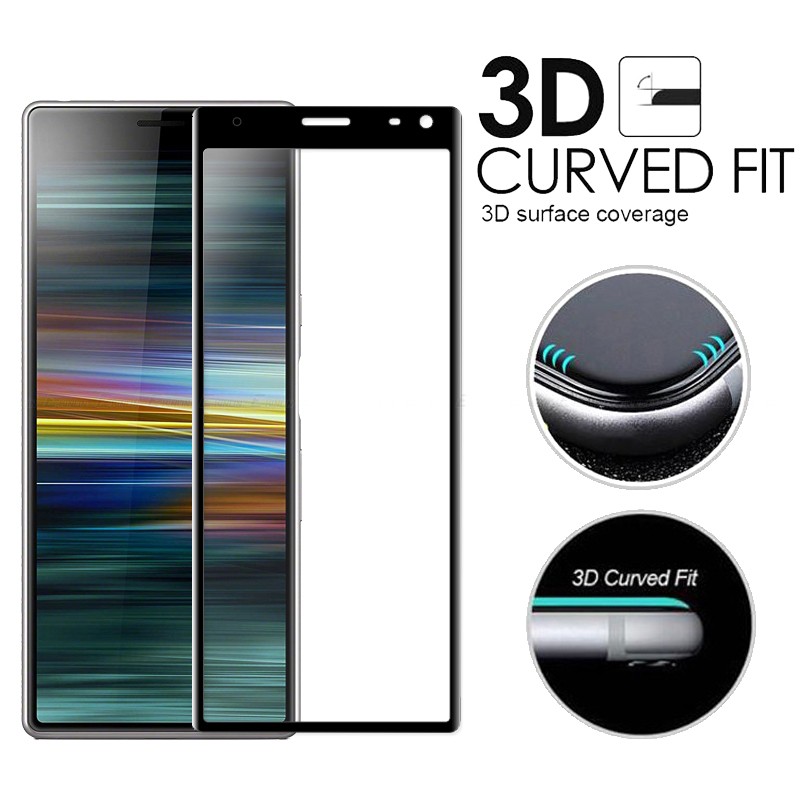 Phim bảo vệ cạnh cong 3D cho Sony Xperia 10 10 Plus L3 XZ4 XZ3 XZ2 XZ XZS X Compact XA3 XA2 Ultra XA1 XA Phone