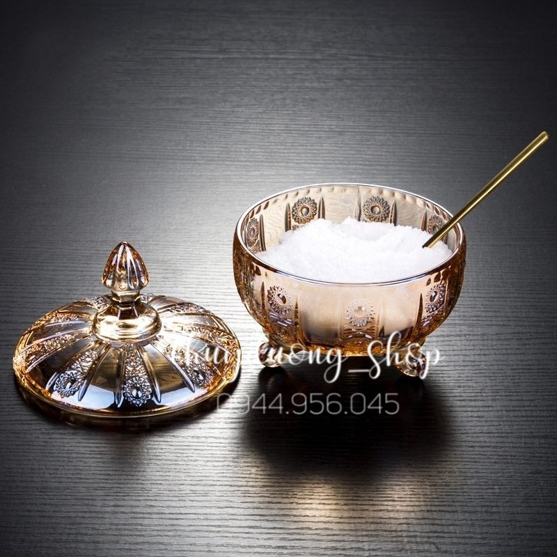 Hũ mứt thủy tinh cao cấp có chân Delisoga