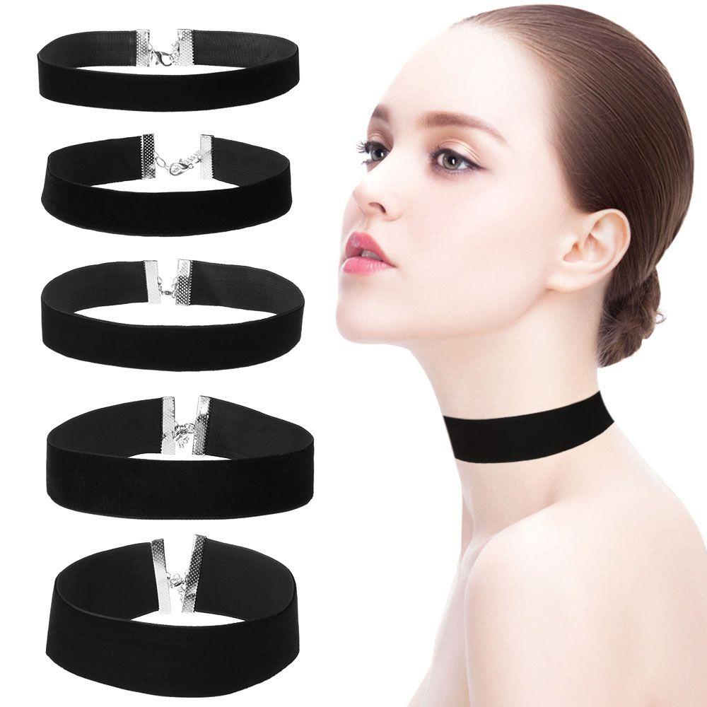 Vòng Cổ Choker Bằng Nhung Màu Đen Thanh Lịch Cổ Điển Có Thể Điều Chỉnh