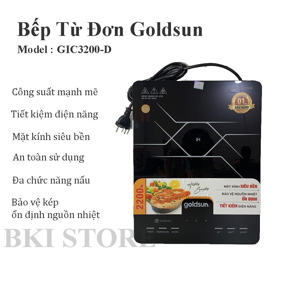 Bếp Từ Cảm Ứng Đa Chức Năng GOLDSUN, Bếp điện từ đơn Goldsun GIC3200-D