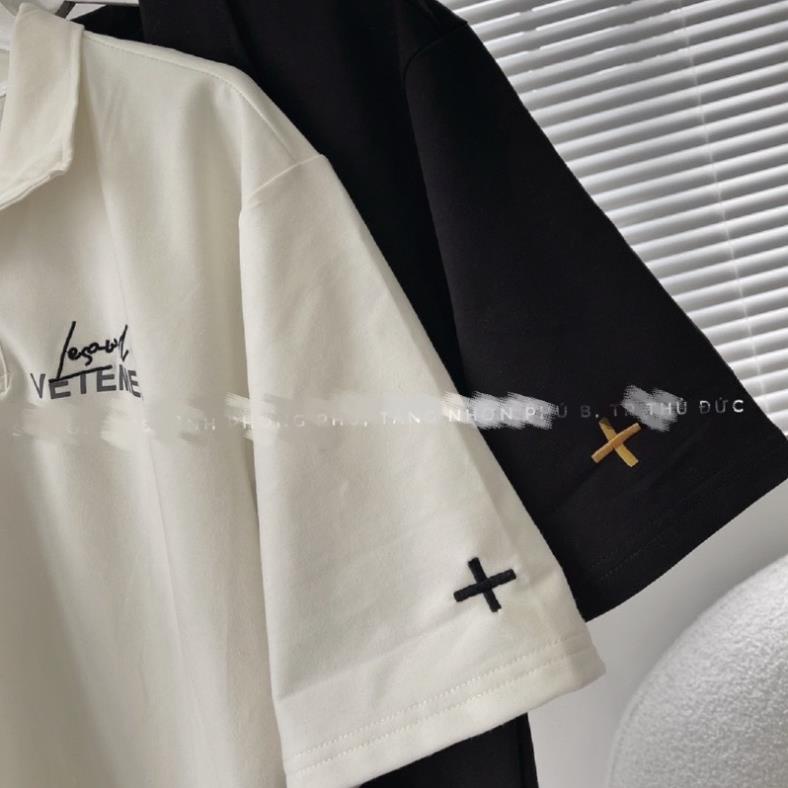 Áo Thun Polo Tay Lỡ Vetements 2 Mầu Form Rộng Unisex Nam Nữ