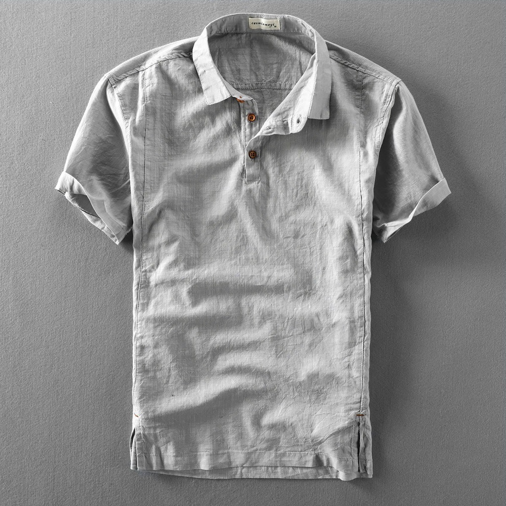 Áo đũi nam polo chất vải đũi linen cộc tay thoáng mát phong cách trẻ trung