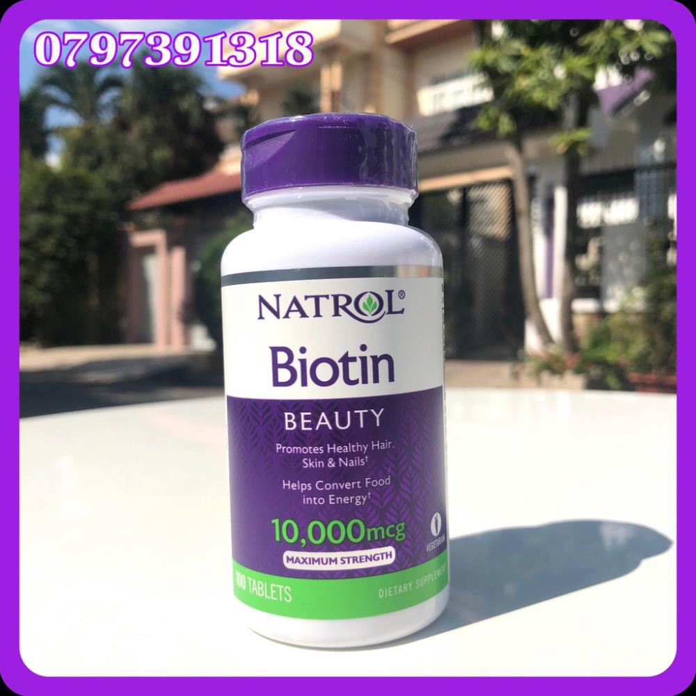 Hộp 100 viên Natral biotin Beauty 10,000mcg hỗ trợ ngăn ngừa rụng tóc và mọc tóc của Mỹ